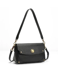 Susu Women's Mila Leather Shoulder Bag Convertible Crossbody Purse with Gold Hardware