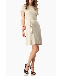 Ivonne Women's Short Sleeve Textured Knit A-Line Dress