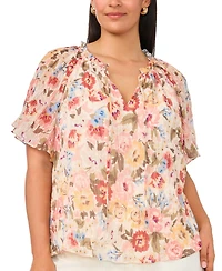 Vince Camuto Plus Ruffle Short-Sleeve Blouse