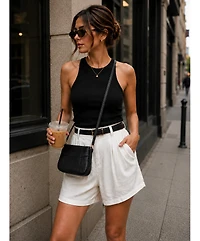 Susu Women's Muse Pebble Leather Shoulder Bag Minimalist Slim East-West Convertible Crossbody Purse