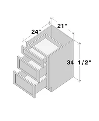 Boyel Living 21 Inch Width 3-Drawers Base Cabinets, Ready to Assemble Kitchen Cabinet with Solid Wood Frame, Soft-Close Slides and Hinges