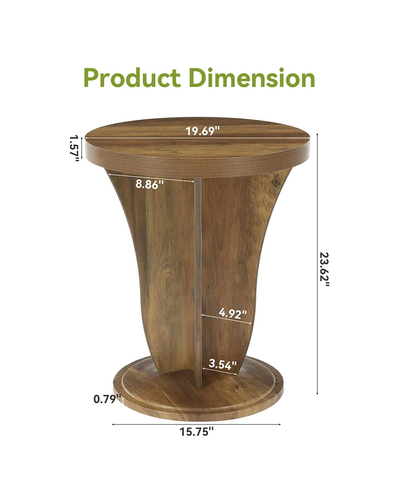 Tribesigns Round Side Table, Mid Century Space-Saving End Table | Modern Accent Nightstand for Small Space, Wood Drink Table