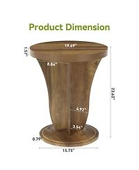 Tribesigns Round Side Table, Mid Century Space-Saving End Table | Modern Accent Nightstand for Small Space, Wood Drink Table