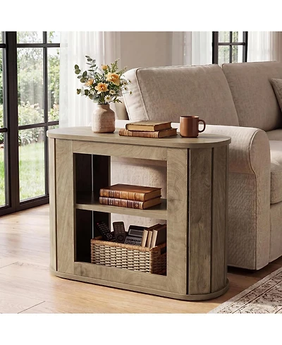 Tribesigns 3-Tier Side Table for Living Room, Wooden End Table with Safety Rounded Oval Curved Frame, Farmhouse Narrow Bedside Table