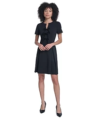 Karl Lagerfeld Paris Women's Scuba Crepe Stretch Velvet Bows Short Dress