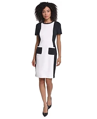 Karl Lagerfeld Paris Women's Colorblock Short-Sleeve Sheath Dress