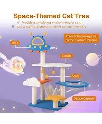 Hongge 49 Inch Cat Tree with Ufo Top Perch Space Capsule and Sisal Scratching Posts