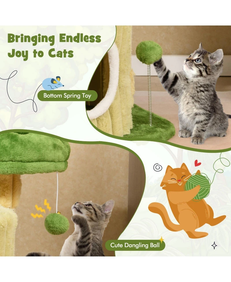 Hongge Compact Cat Tree with Plush Perch Cozy Condo and Sisal Scratching Posts
