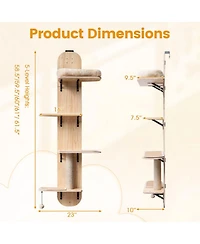Hongge Door-Hanging Cat Climber 4-Level Adjustable Height with Plush Bed and Jute Post