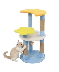 Hongge 29 Inch Modern Cat Tree with Star and Moon Platforms and Jute Scratching Posts