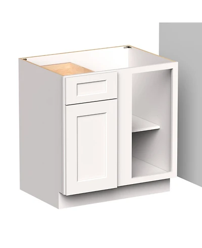 Boyel Living 33 Inch Blind Corner Base Cabinet, Kitchen Cabinet with Solid Wood Frame, Soft-Close Hinges, Low-voc, Uv Finish
