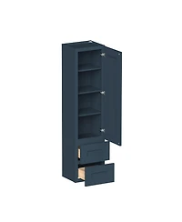Boyel Living Counter Linen Cabinet, Ready to Assemble Kitchen Cabinet with Solid Wood Frame, Soft-Close Slides and Hinges