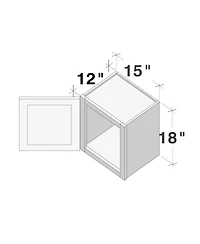 Boyel Living 15 Inch Wide Short Wall Cabinet, Ready to Assemble Cabinet with Solid Wood Frame, Soft-Close Slides and Hinge