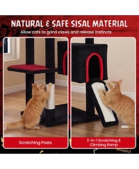 Hongge 75 Inch Gothic Cat Tree 6-Tier Cat Tower with 2 Condos and Top Perch for Large Cats