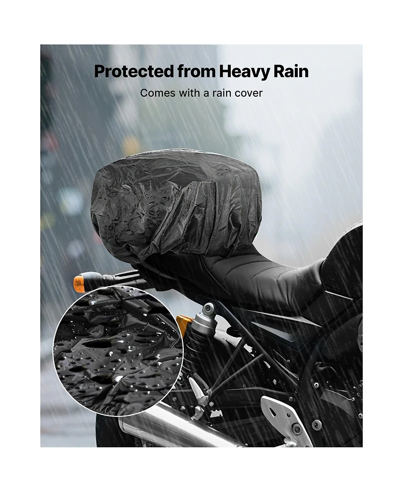 Sevorley Motorcycle Tail Bag, 10 L Rear Seat Luggage with Waterproof Rain Cover and Shoulder Strap