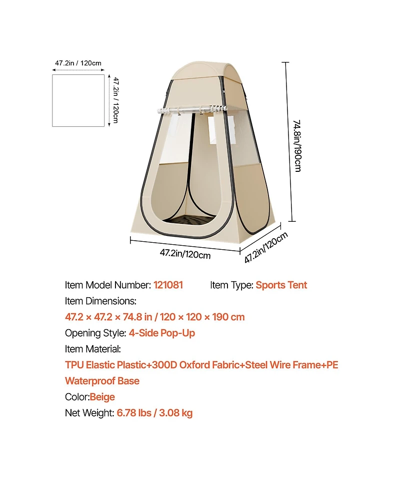 Sevorley Pop Up Bubble Tent, 47-Inch Clear 1-Person Waterproof Outdoor Pod