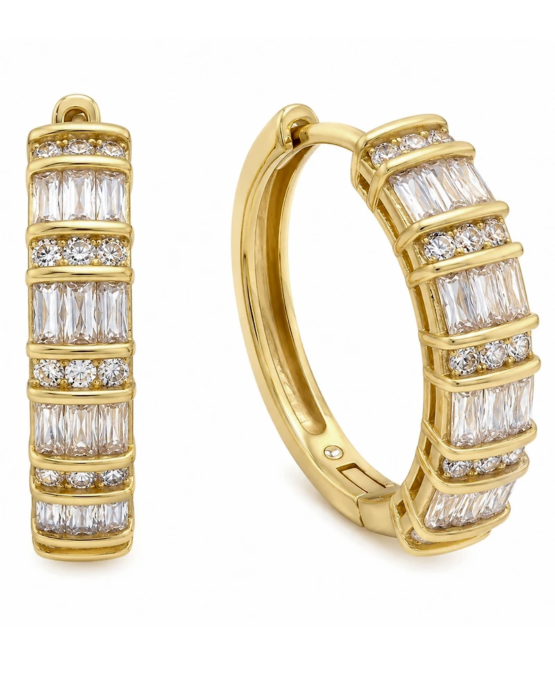 And Now This Cubic Zirconia Hinge Hoop Earrings
