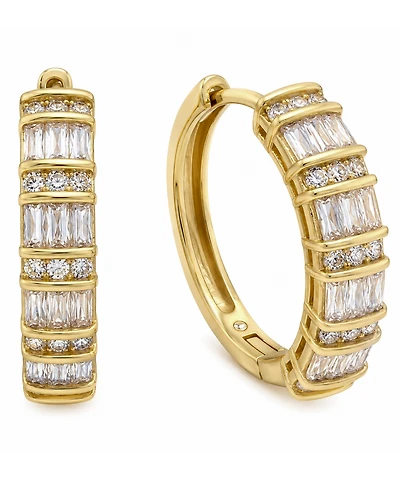 And Now This Cubic Zirconia Hinge Hoop Earrings