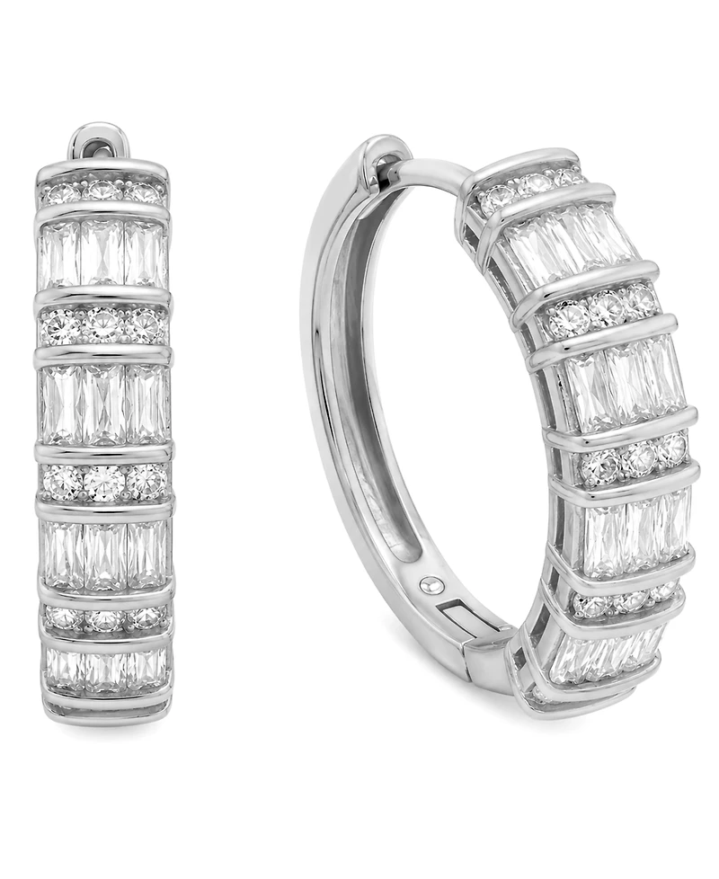 And Now This Cubic Zirconia Hinge Hoop Earrings
