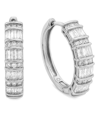 And Now This Cubic Zirconia Hinge Hoop Earrings