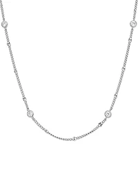 And Now This Cubic Zirconia Circular Shaped Station Necklace