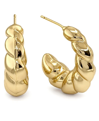And Now This 18K Gold Plated Twisted Puff C-Hoop Earrings