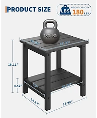 homfan Hdpe Outdoor Side Table – 2-Tier Weather and Uv Resistant Patio End Table with Wood Grain, Easy Assembly for Backyard or Poolside