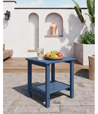 homfan Adirondack Square Outdoor Side Table – 2-Tier Storage Patio Side Table, Hdpe End Table for Patio, Pool, Deck, Indoor or Backyard