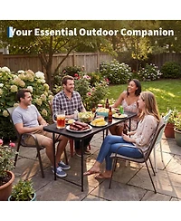 homfan 4ft Folding Table – Hdpe Portable Table with Carrying Handle, 3 Adjustable Heights, 400 Lb Capacity for Camping or Party