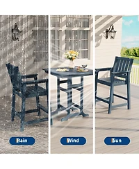 homfan Square Hdpe Outdoor Dining Table – 39.6" Tall Weatherproof Pub Table with 300 lb Capacity and Umbrella Hole