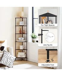 Slickblue Industrial Corner Bookshelf 6-Tier Metal Display Shelf for Books, Plants & Home Decor
