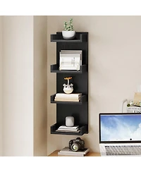 Slickblue Floating Wall Shelves with Led Lights 4-Tier Display Storage for Bedroom Living Room