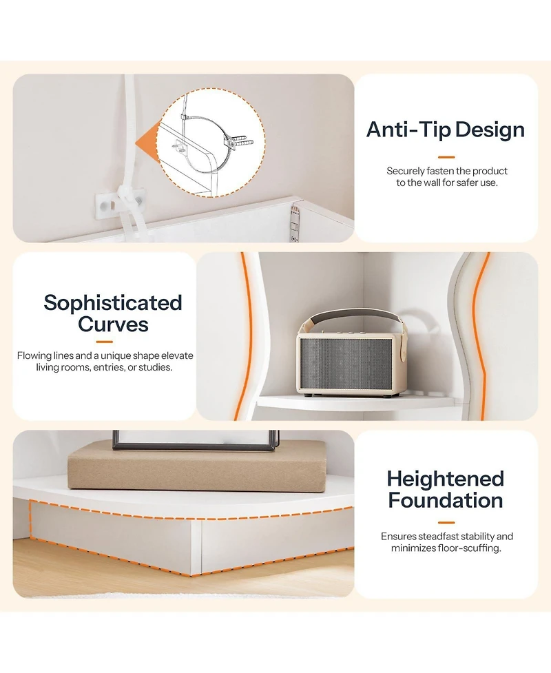 Slickblue 5-Tier Corner Bookshelf with Led Light Modern Display Storage Shelf for Home Office