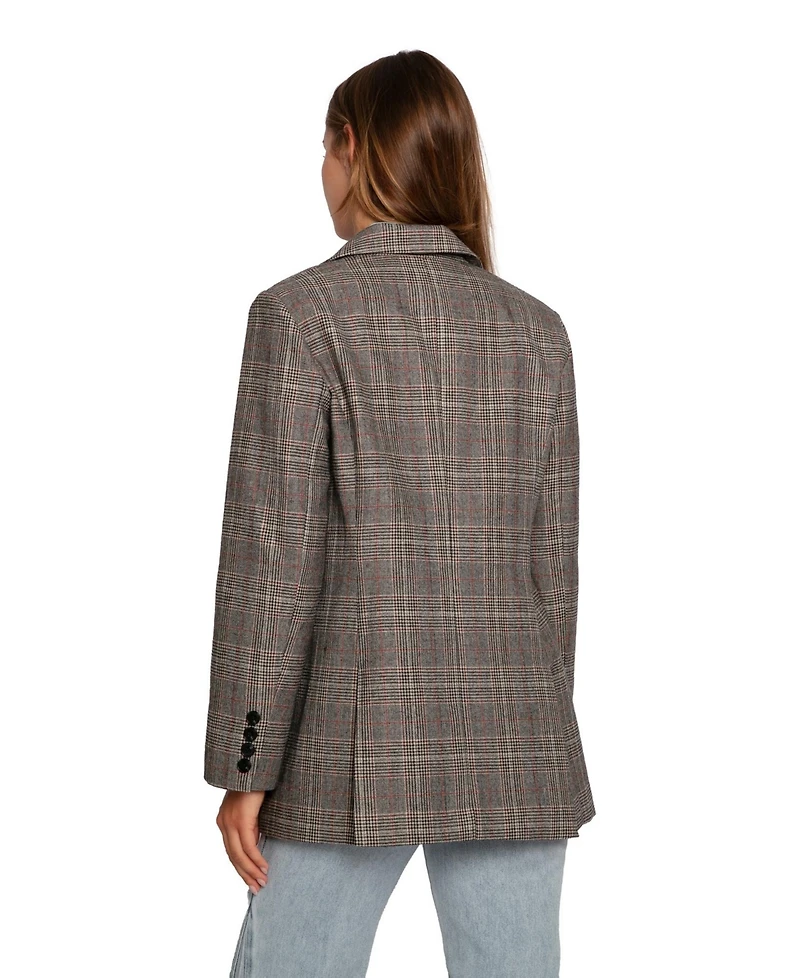 Belle & Bloom Women's Paris Grid Single Breasted Blazer