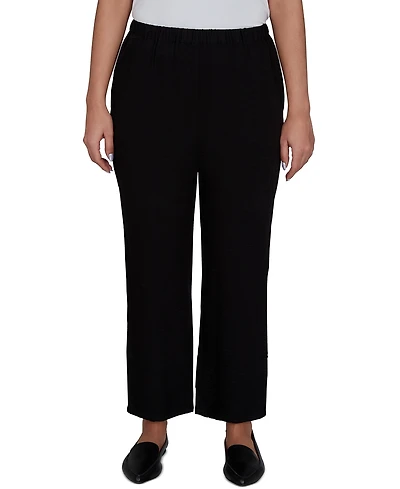 Alfred Dunner Petite Travel Advisory Pull-On Elastic-Waist Crinkle-Texture Ankle Pants
