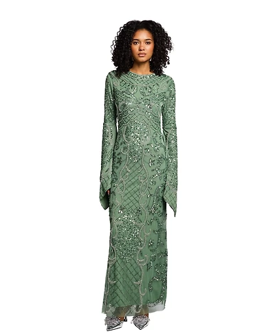 Maryisa Women's Embellished Long-Sleeve Maxi Dress