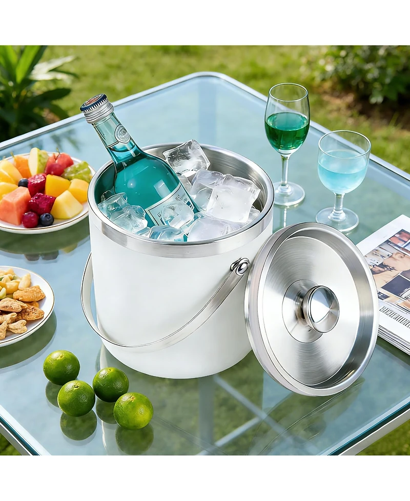 Piscifun 3 Liter Double Wall Stainless Steel Ice Bucket With Scoop Lid For Cocktail Bar Parties Camping