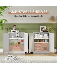 Boyel Living Storage Cabinet Steel Adjustable Shelves Anti Tip Ventilated Hooks