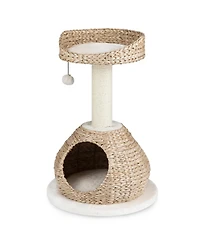 Hongge Hand-Made 28 Inch Cat Tree Tower with Jump Platform and Sisal Scratching Post