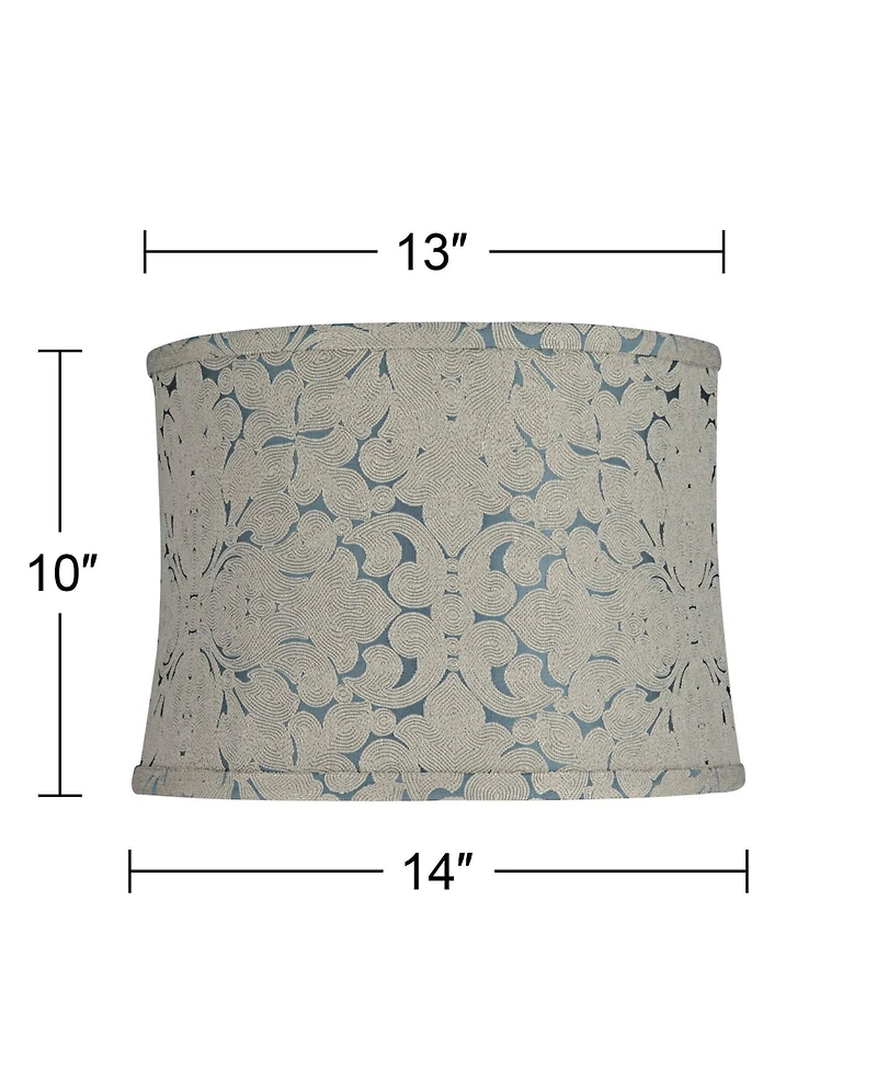 Springcrest 13" Top x 14" Bottom x 10" High x 10" Slant Print Lamp Shade Replacement Plaska Drum Softback Washer Harp Finial