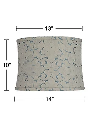 Springcrest 13" Top x 14" Bottom x 10" High x 10" Slant Print Lamp Shade Replacement Plaska Drum Softback Washer Harp Finial