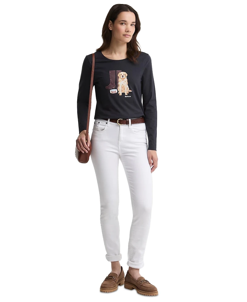 Barbour Women's Hedley Dog Graphic Crewneck Long-Sleeve T-Shirt