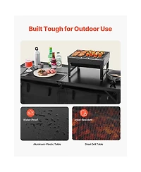 Sevorley Lightweight Folding Camping Kitchen Table with 3 Adjustable Heights