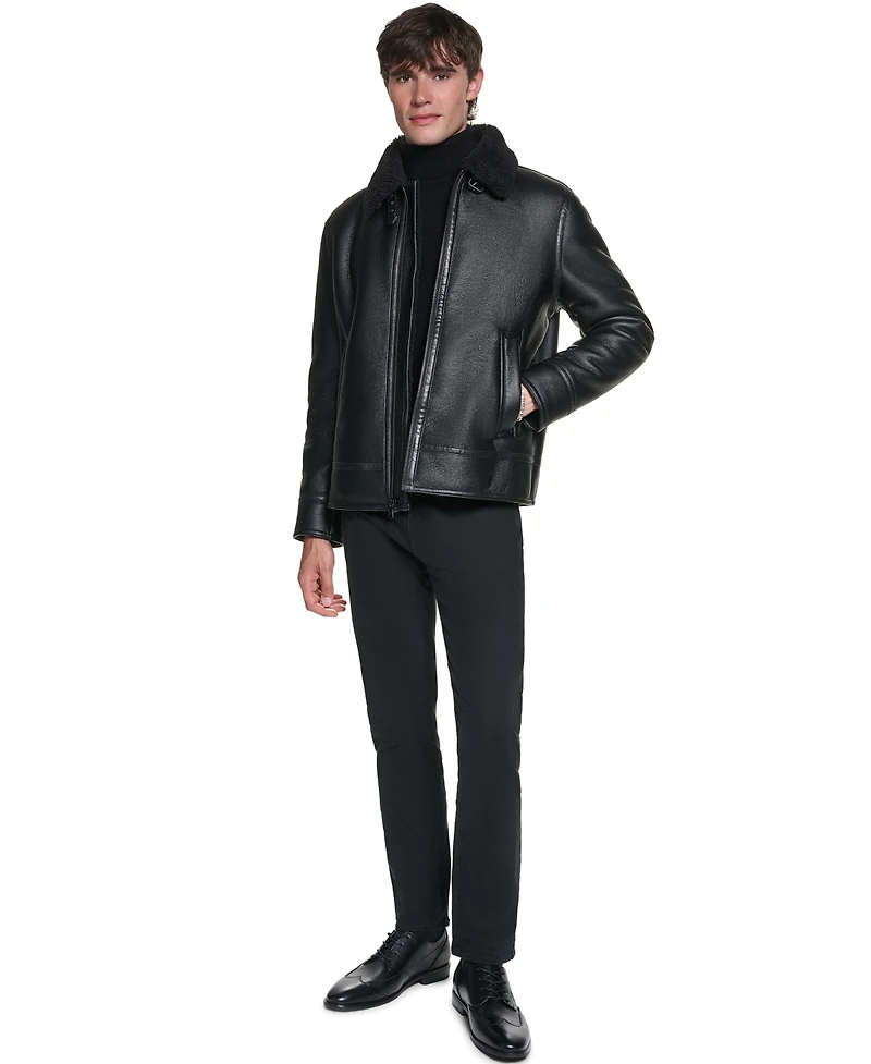 Karl Lagerfeld Paris Men's Faux Shearling Aviator Jacket