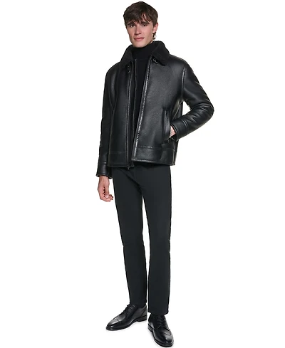 Karl Lagerfeld Paris Men's Faux Shearling Aviator Jacket