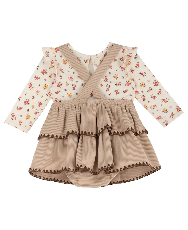Rare Editions Baby Girls' Fall Corduroy Top and Romper, 2-Piece Set
