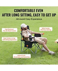 Sevorley Oversized Padded Camping Folding Chair with Cooler Bag and Cup Holder