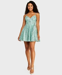 B Darlin Juniors' Lace Sweetheart Double-Strap Dress