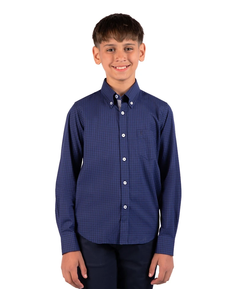 TailorByrd Big Boys Women's Tonal Gingham Long Sleeve Shirt