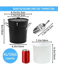 Piscifun Double Walled Galvanized Steel Ice Bucket With Lid And Scoop Carry Handles For Parties Camping Bbq